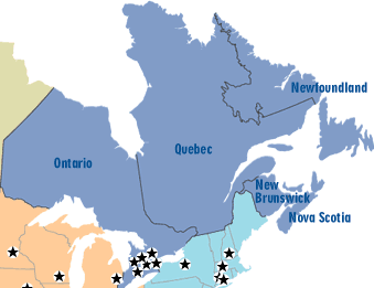 Map of Eastern Canada